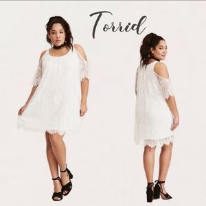 Torrid White Lace Cold Shoulder Dress